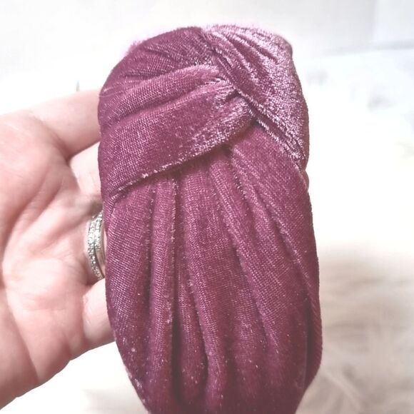 WIDE PURPLE VELVET TOP KNOT HEADBAND fall christmas - Picture 7 of 8